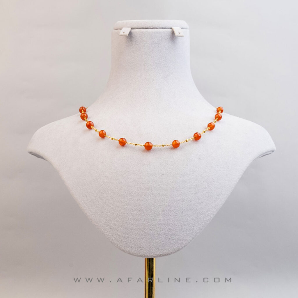 گردنبند عقیق کارنلین|خواص سنگ عقیق|سنگ متولدین ماه فروردین