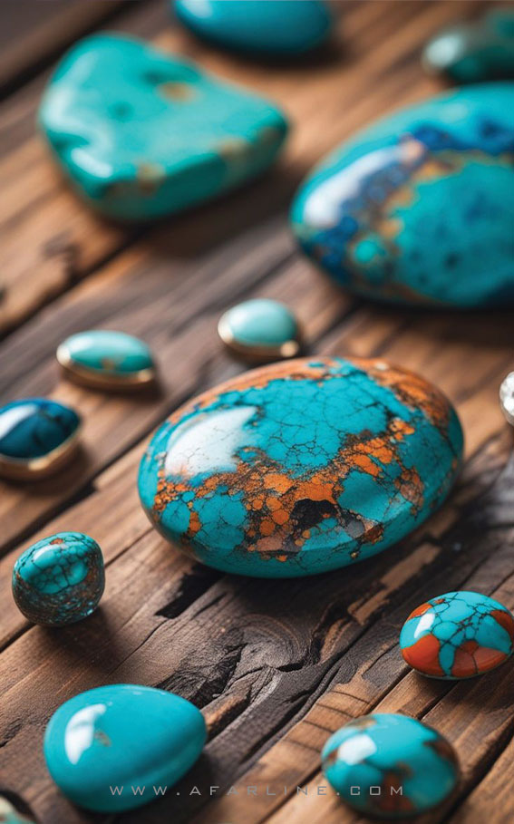 خواص سنگ فیروزه|همه چیز در مورد فیروزه|رنگ درمانی با فیروزه